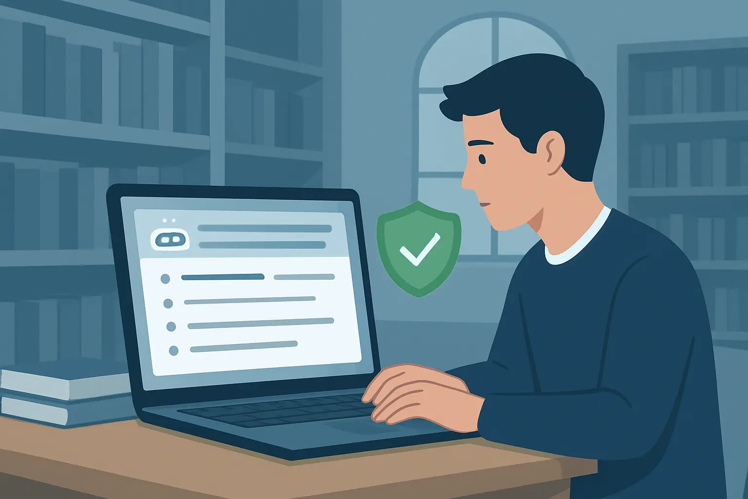 Illustration: Legale KI-Schreibassistenz als Alternative zum Ghostwriting beim Verfassen der Bachelorarbeit