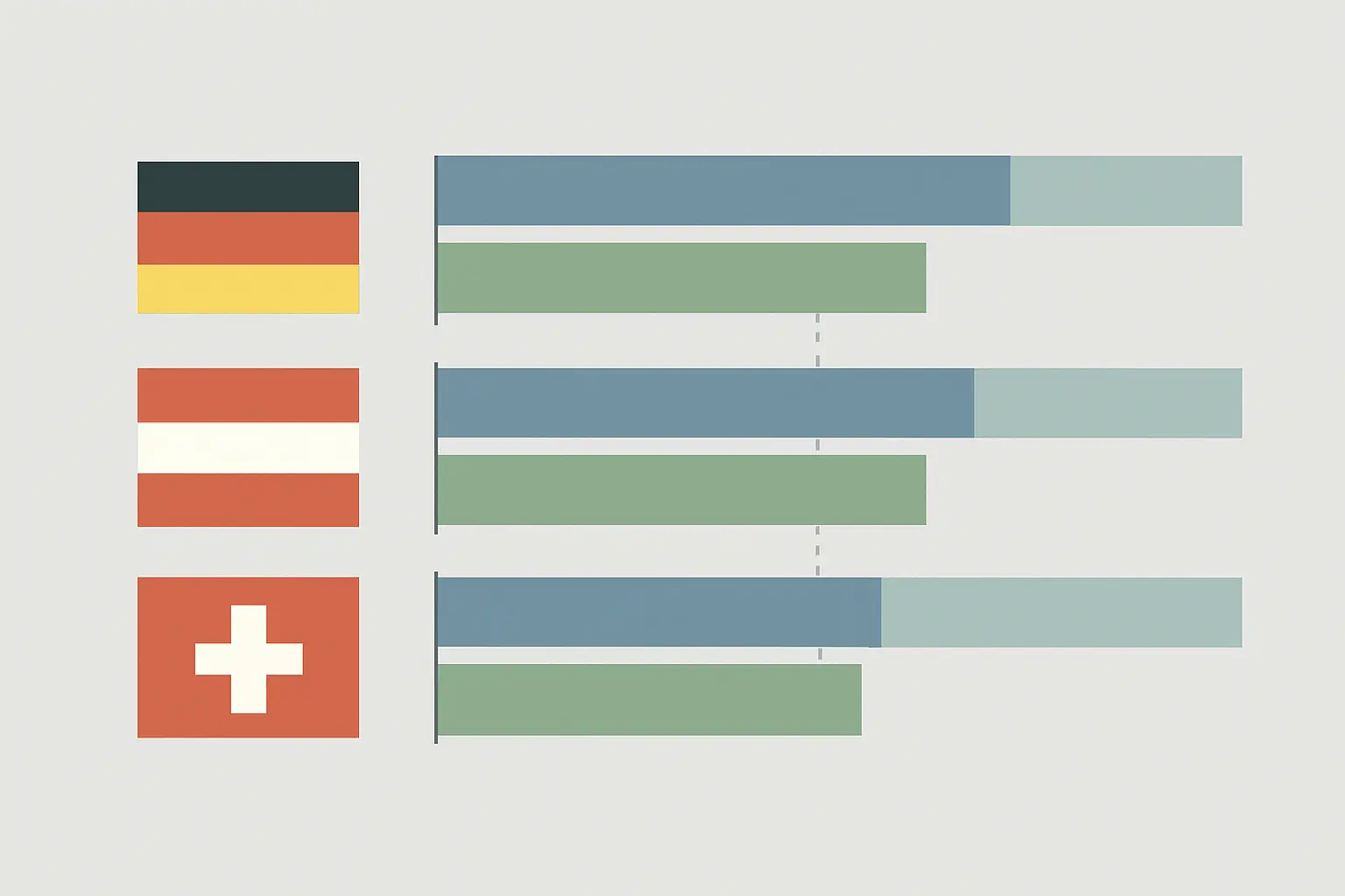 Vergleichsdiagramm des Frauenanteils in MINT-Studiengängen in Deutschland, Österreich und der Schweiz (DACH-Vergleich)
