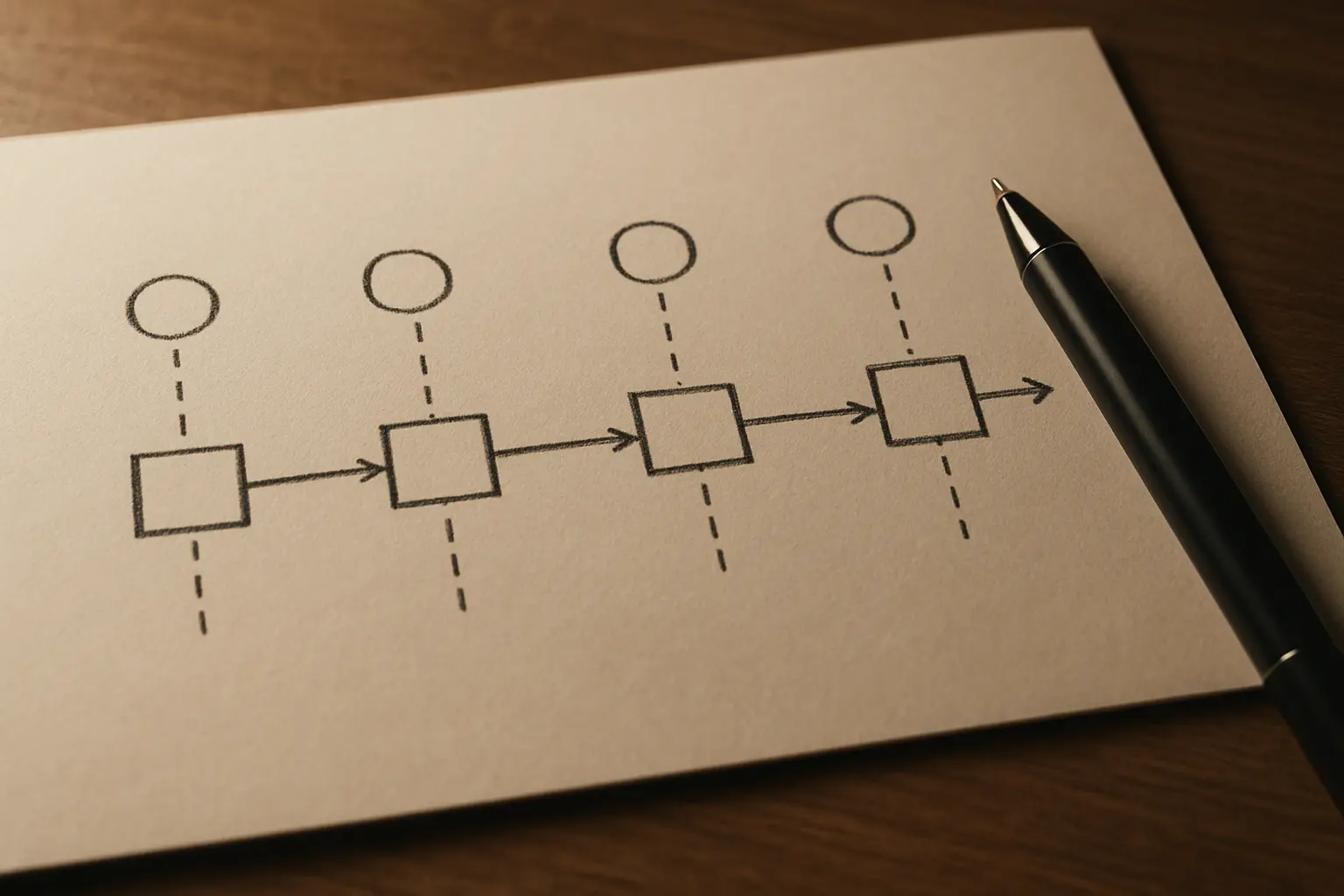Nahaufnahme eines Projektzeitplans mit Meilensteinen auf Papier