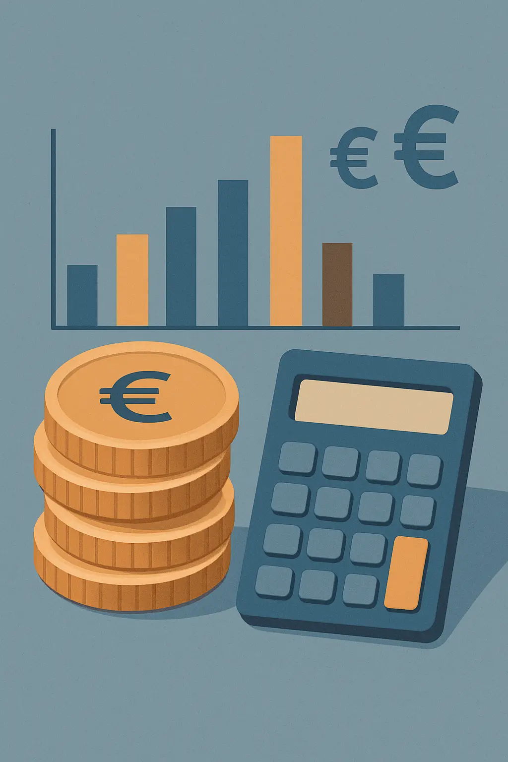 Abstrakte Darstellung eines monatlichen Budgets für Studierende mit Münzen und Diagramm