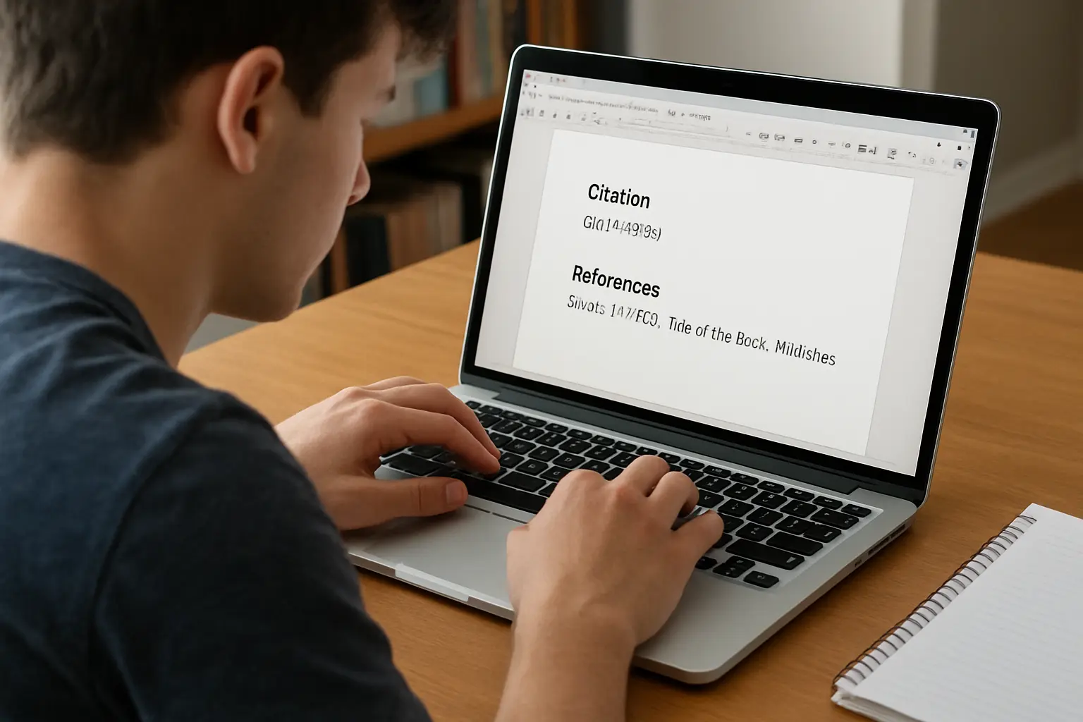Studierende fügt ein korrekt belegtes Zitat in die Bachelorarbeit ein