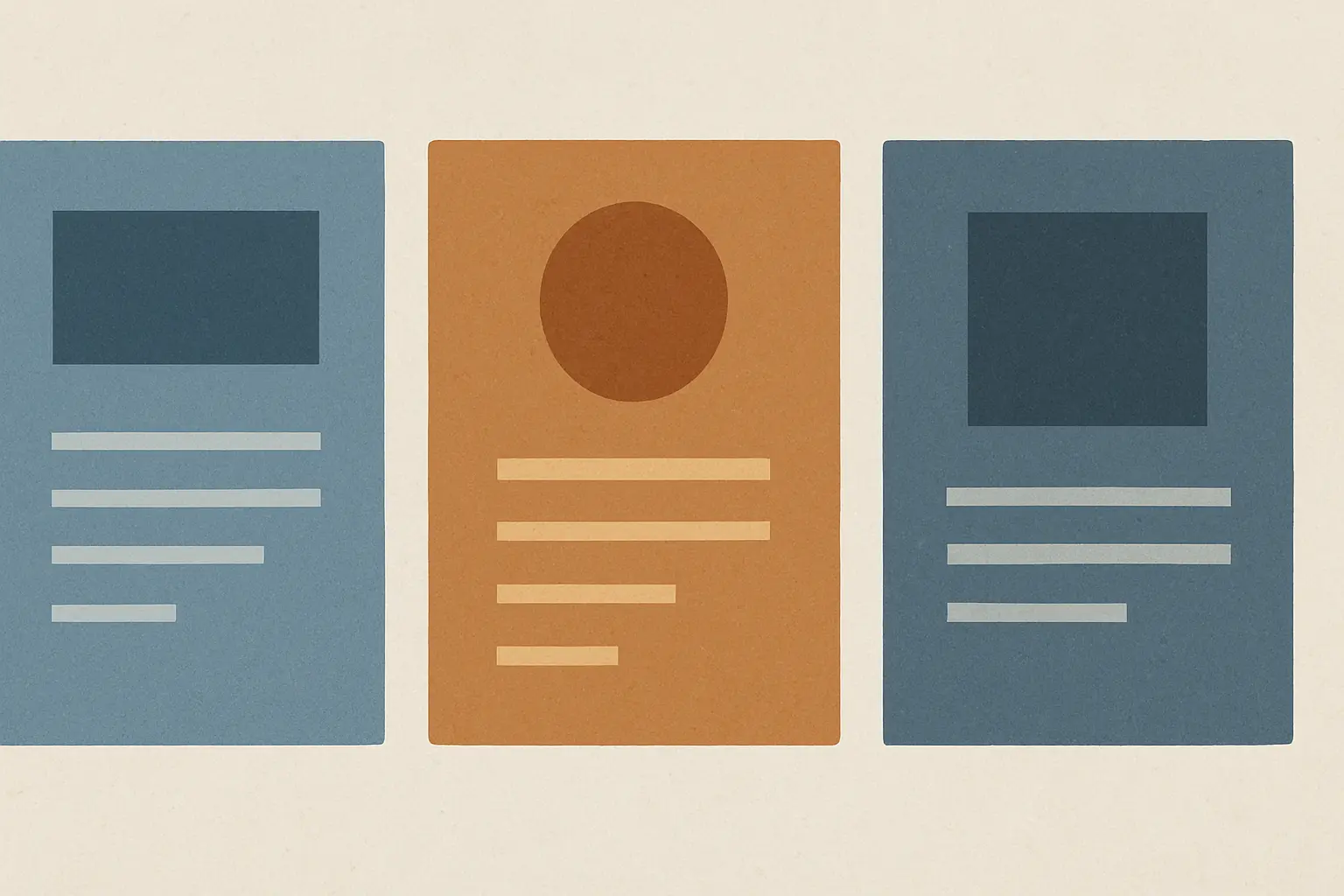 Editorielle Illustration mit drei nebeneinander angeordneten Zitierstil-Karten als Sinnbild für unterschiedliche Zitierformate