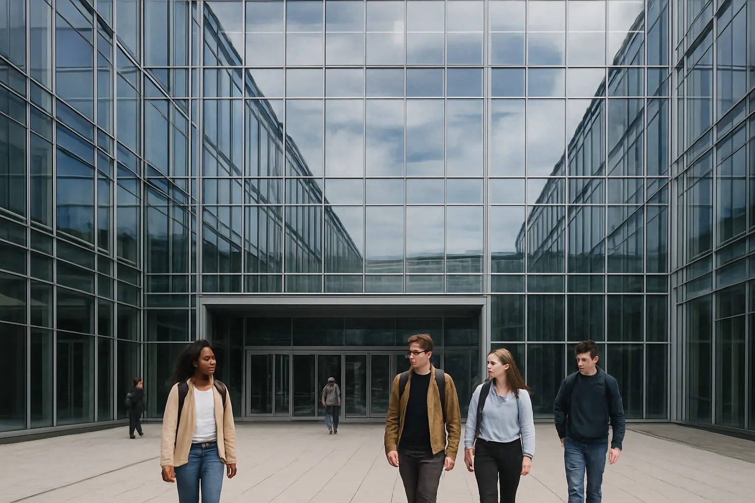 Modernes Universitätsgebäude mit Glasfassade als Symbolbild für eine technische Hochschule