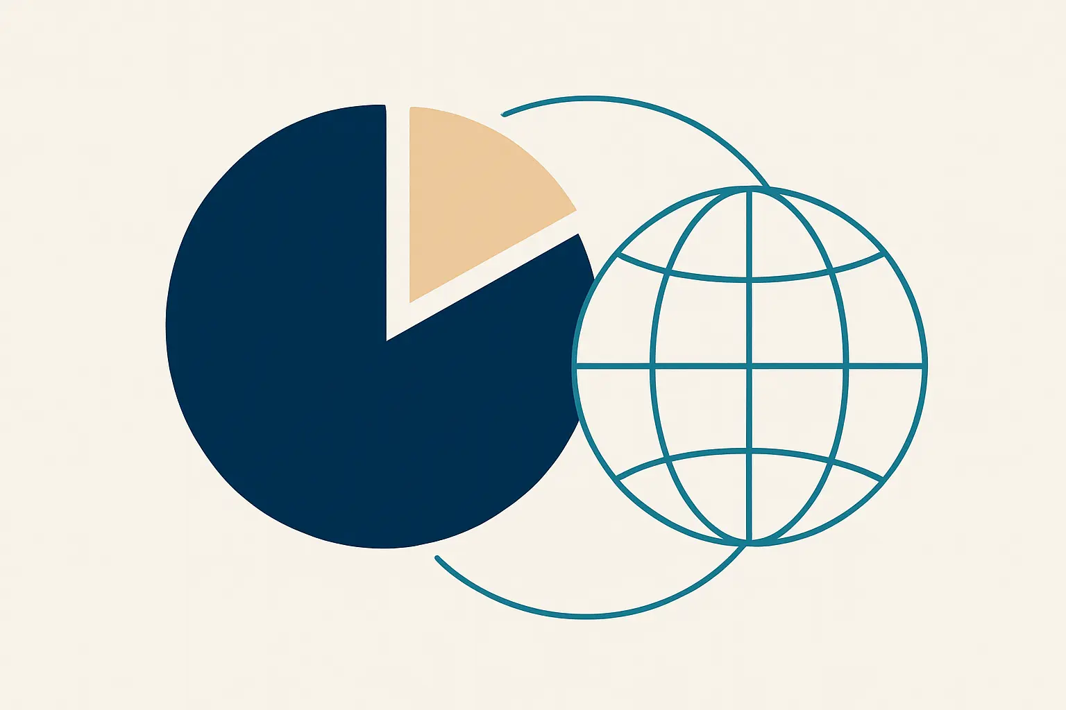 Kreisdiagramm mit hervorgehobenem Segment und Globus als Symbol für internationale Studierende im Fach