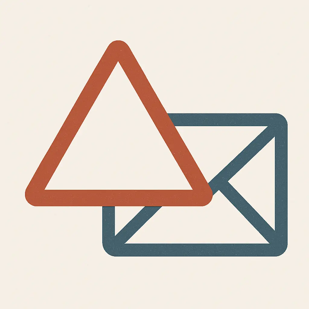 Warndreieck ueber einem E-Mail-Symbol, das vor gefaelschten Stipendienangeboten warnt