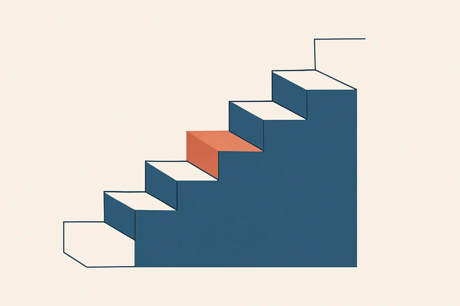 Treppe, in die zwischen zwei Stufen eine zusaetzliche Stufe eingeschoben ist