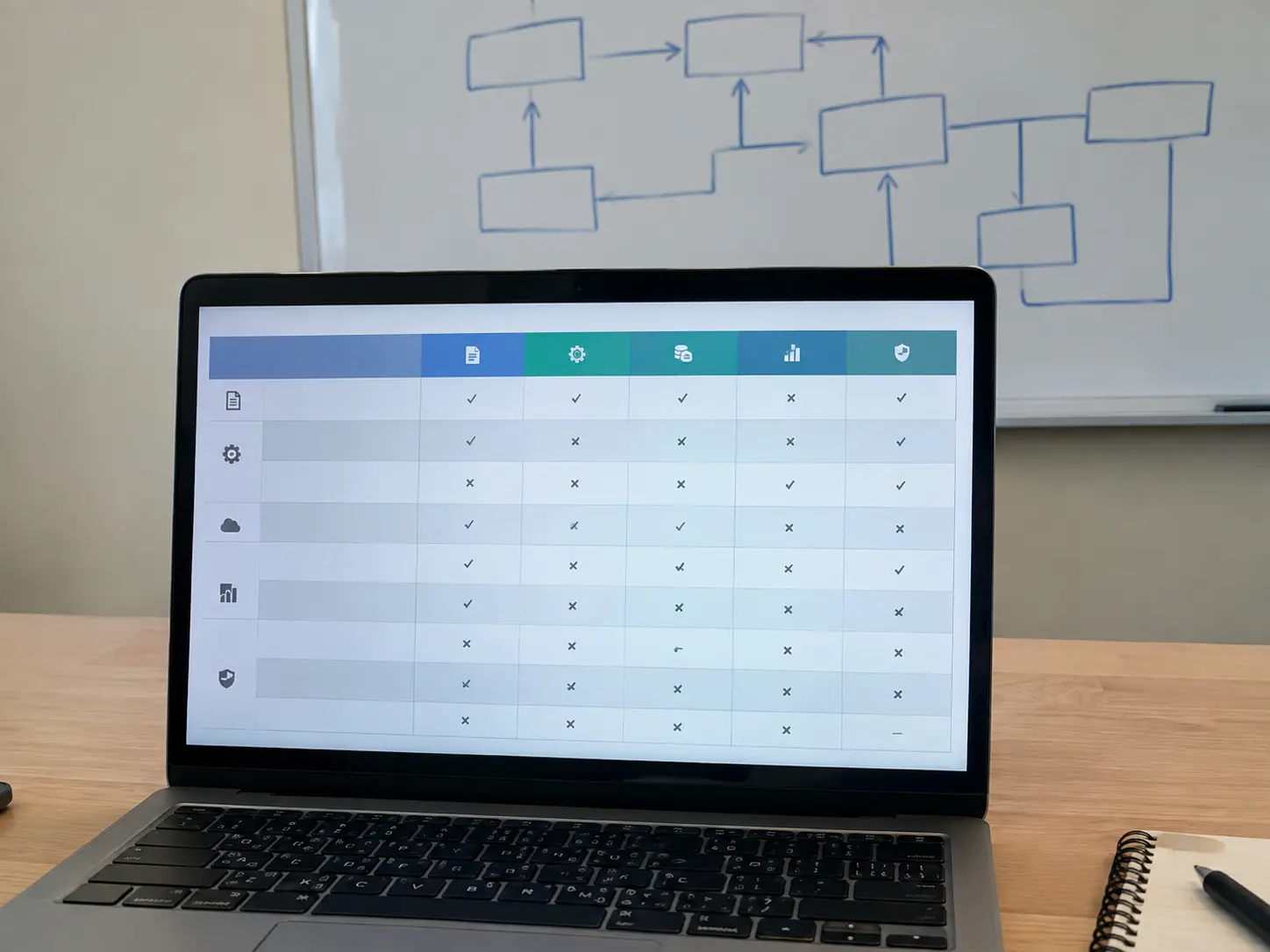Informatikstudent vor zwei Bildschirmen mit Code und einem Vergleichsdiagramm verwandter Arbeiten